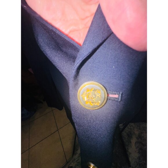 Hart Schaffner Marx Navy Gold Button Sports Coat Jacket Blazer 48R Old Money - Picture 3 of 11